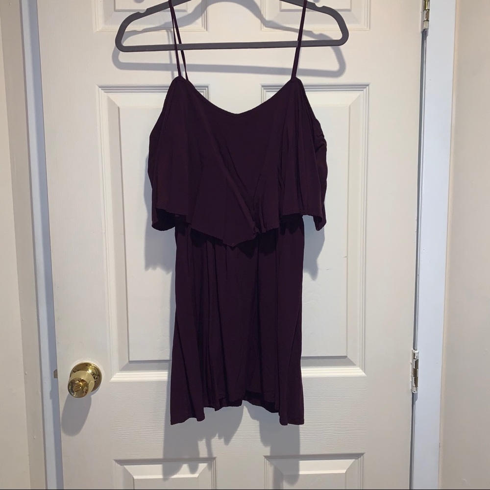 Purple off the shoulder dress